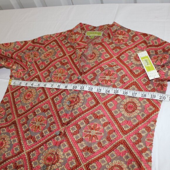 Sigrid Olsen Signature Womens Structured Button Down Overshirt Sz Med NWT Sheer - Picture 6 of 8